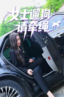 女士遛狗请牵绳海报